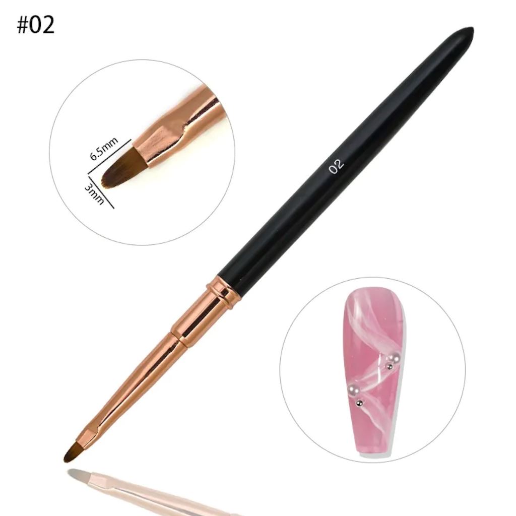 Gel Brush Black & Rose Gold With CapBrush 02