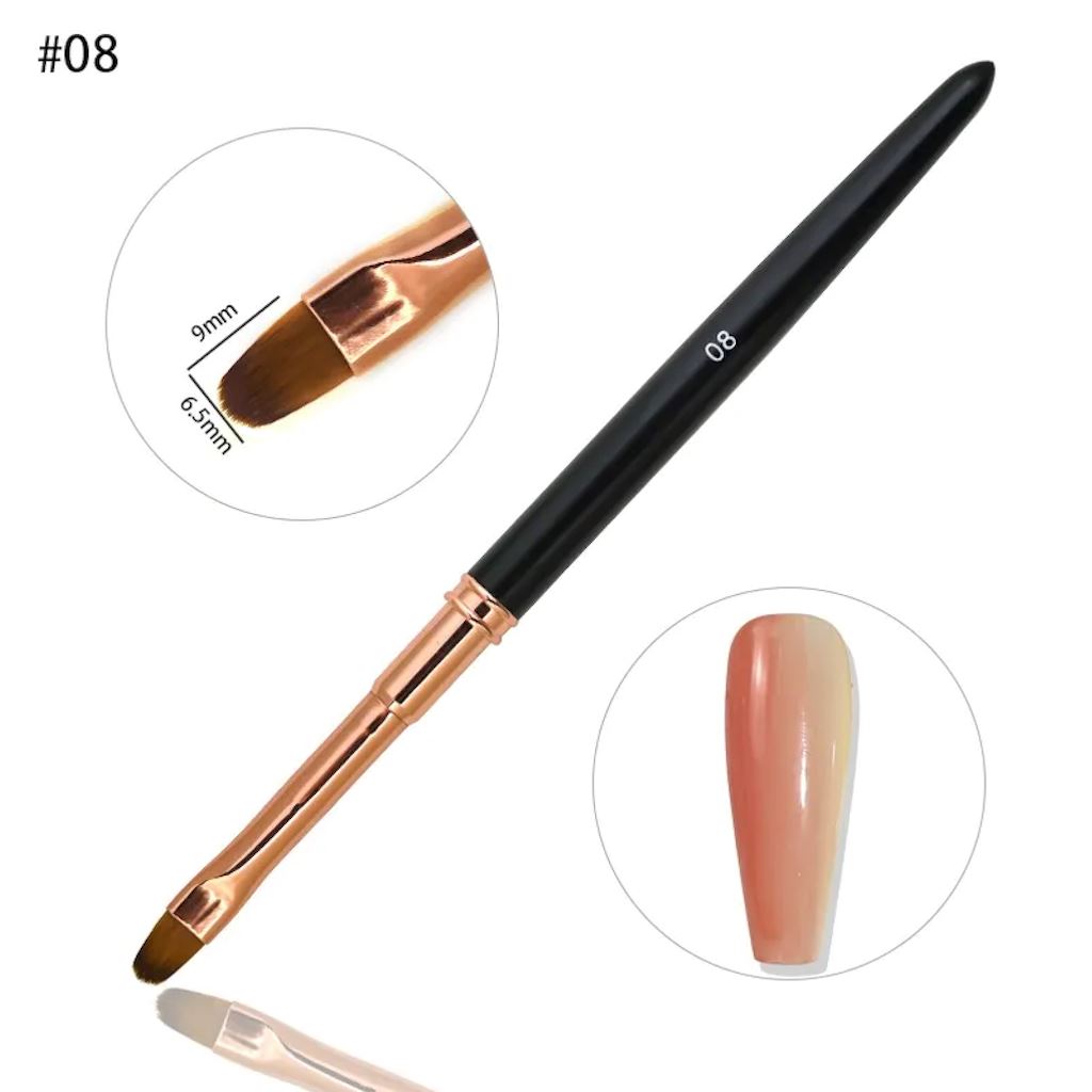 Gel Brush Black & Rose Gold With CapBrush 08