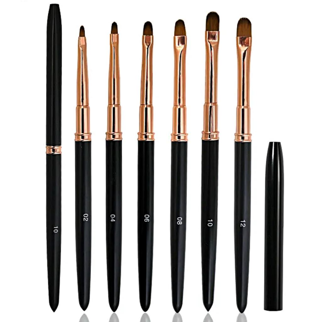 Gel Brush Black & Rose Gold With CapSet 6 Brushes(02+04+06+08+10+12)