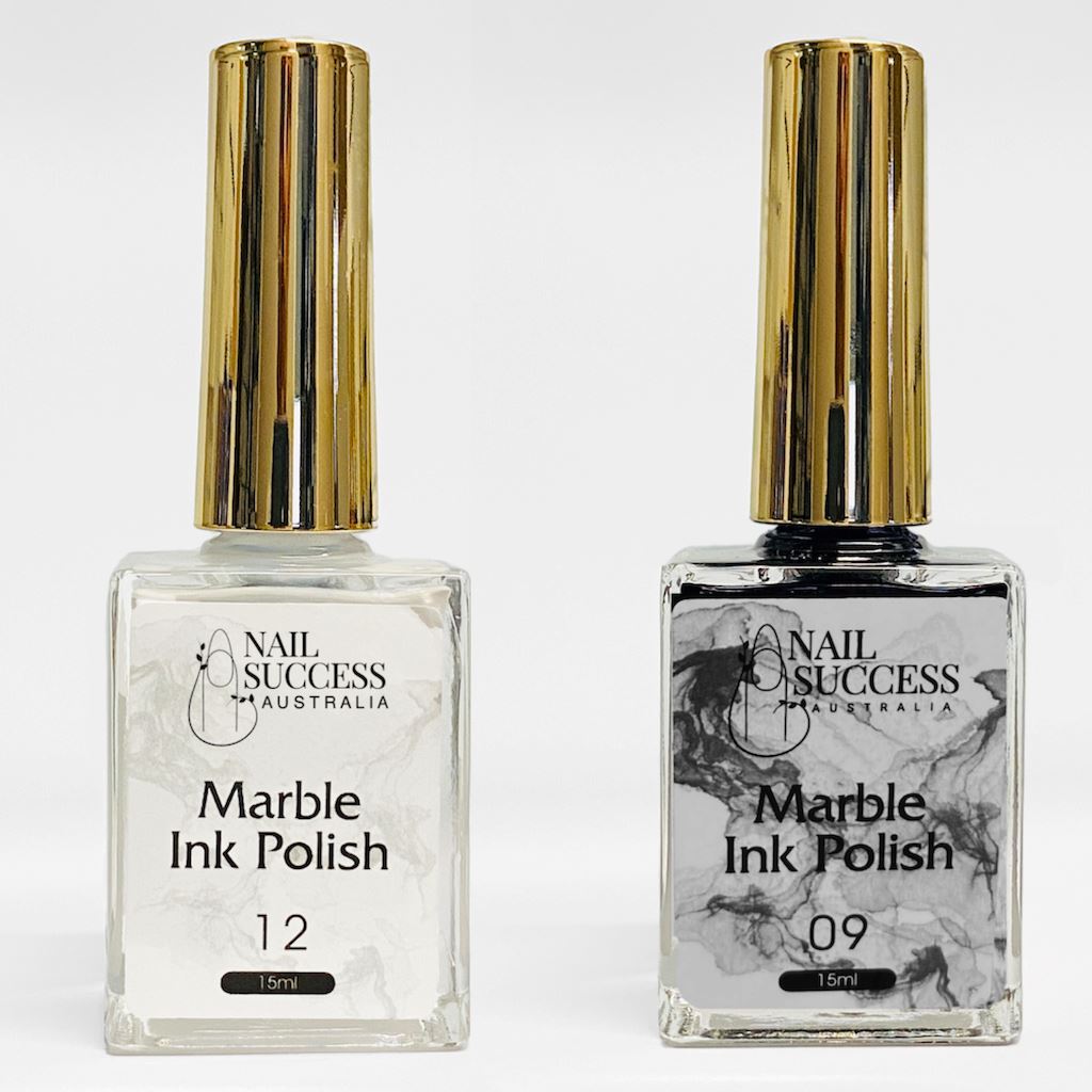 Marble Ink Polish - Nail Art WatercolourWhite + Black (2x15ml)