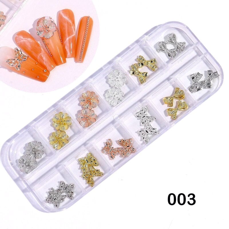 Nail Art 3D Decoration Charms Tray001-G+S+RG