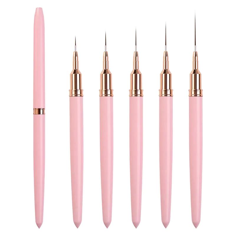 Nail Liner Brushes Ultra-Fine - Pink Set 5pcs