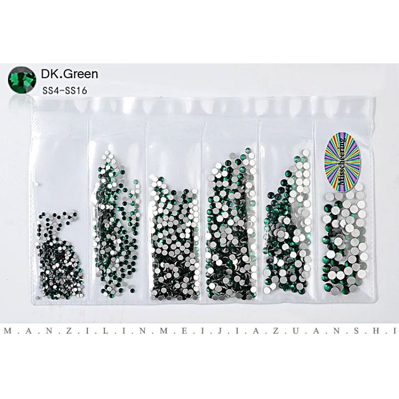 Nail Rhinestones Mixed Sizes PackNO.04 Dk.Green