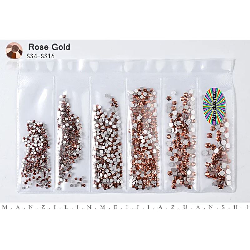 Nail Rhinestones Mixed Sizes PackNO.09 Rose Gold