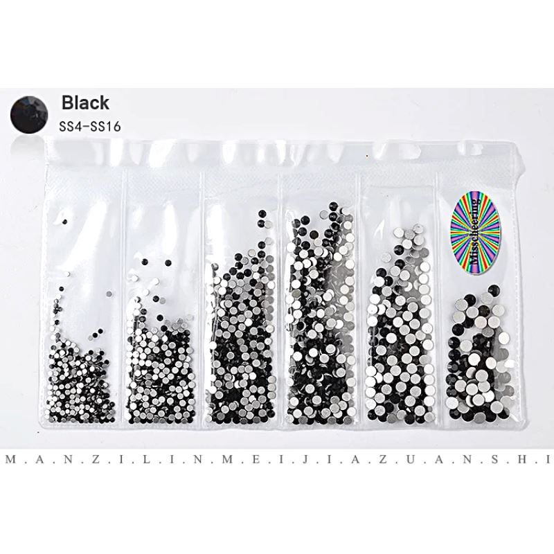 Nail Rhinestones Mixed Sizes PackNO.10 Black