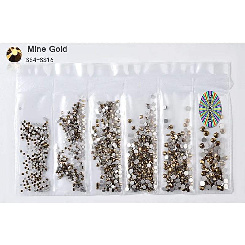 Nail Rhinestones Mixed Sizes PackNO.12 Mine Gold