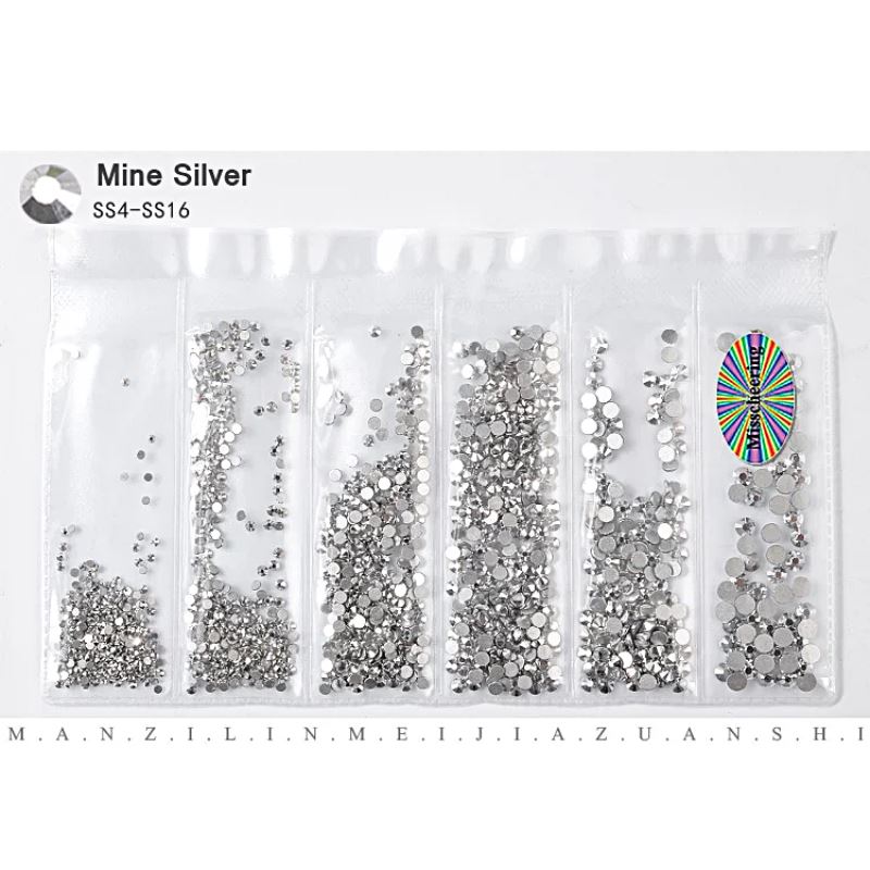 Nail Rhinestones Mixed Sizes PackNO.13 Mine Silver