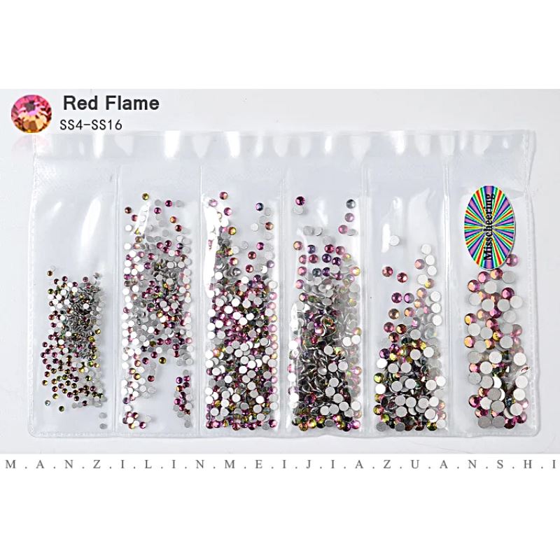 Nail Rhinestones Mixed Sizes PackNO.15 Red Flame