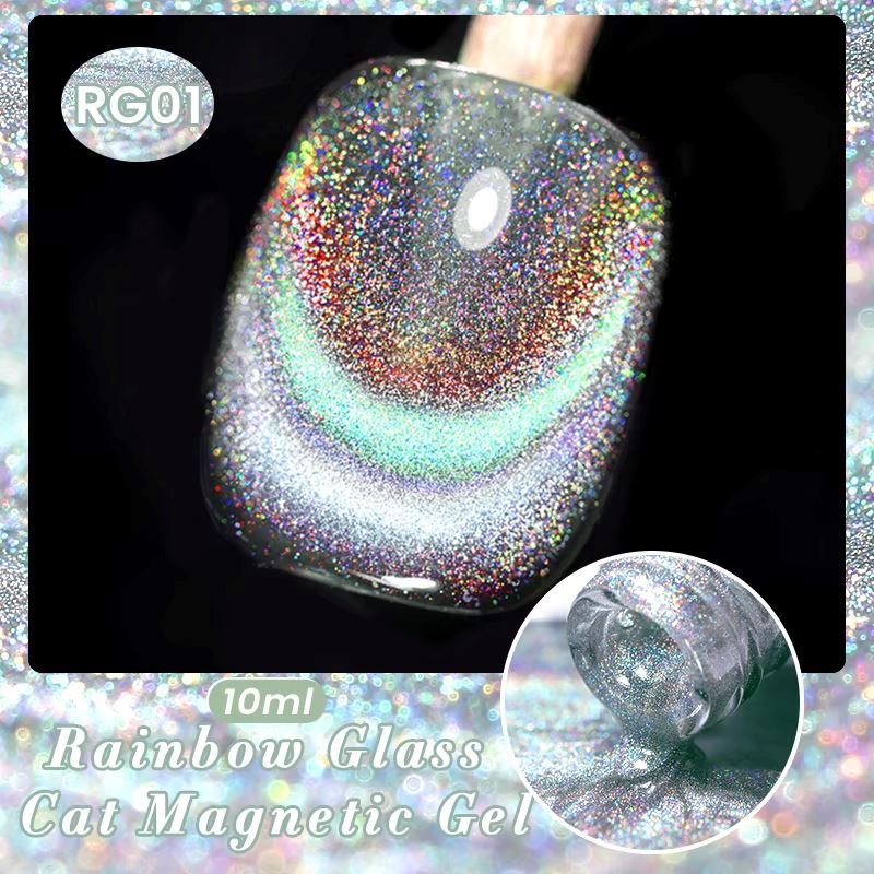 Rainbow Glass Cat Magnetic Gel Polish Born Pretty01