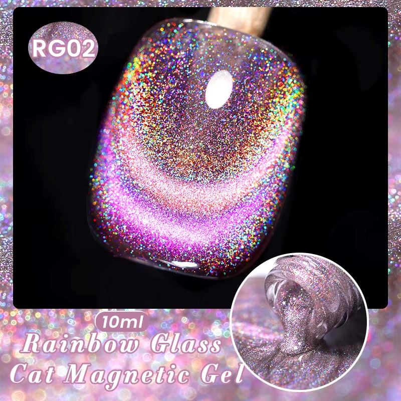 Rainbow Glass Cat Magnetic Gel Polish Born Pretty02