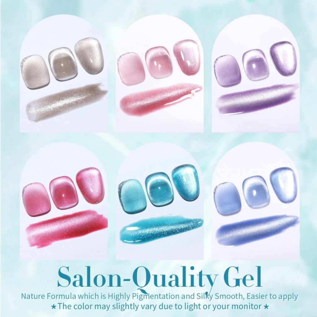 Sea Blue Cat Magnetic Gel Polish 6 Colour Set