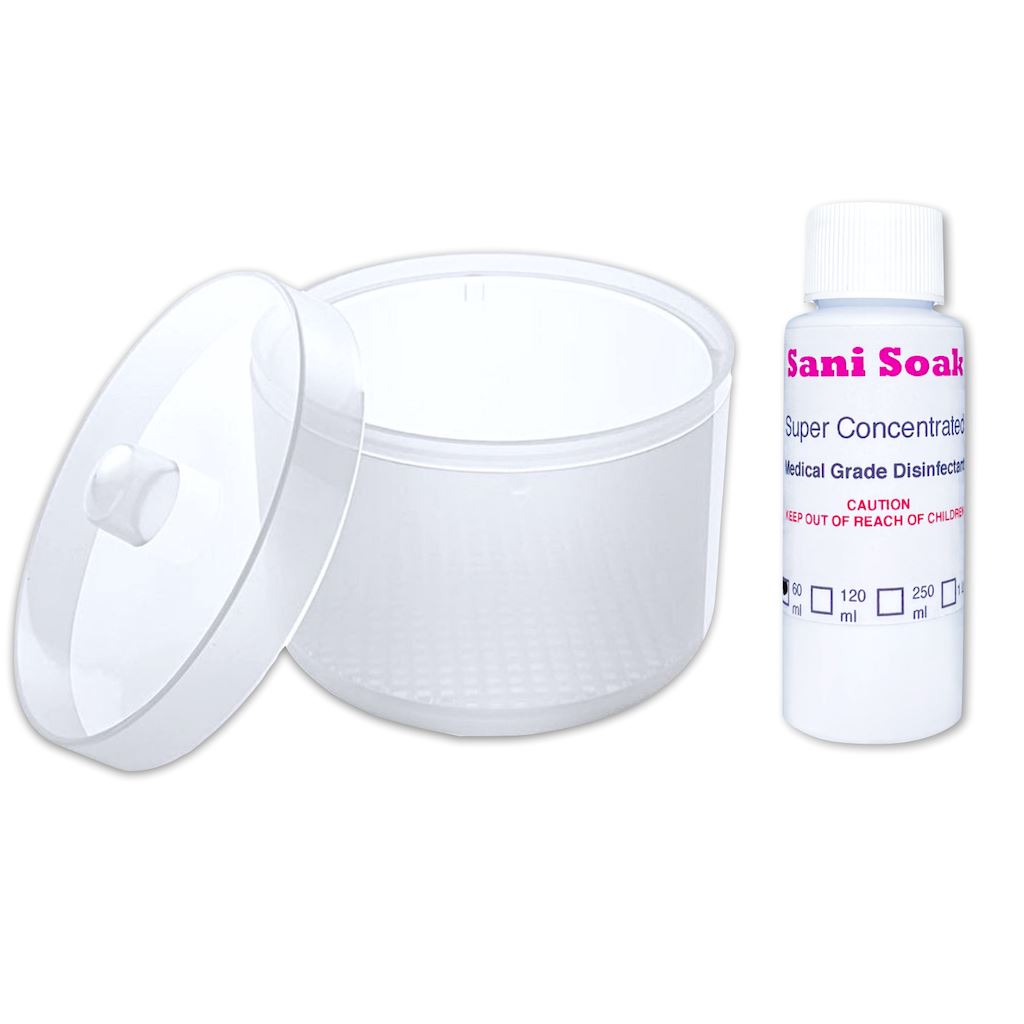 Sterilizer Bowl For Nail Drill BitsClear Sterilizer Bowl + Sani-Soak Concentrated 60ml