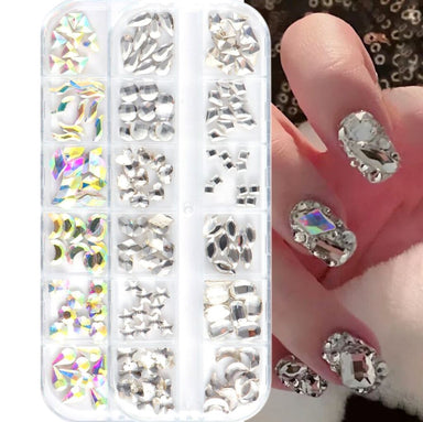 12 Boxes 3D AB Diamond Gems Nail Glitter Rhinestone Crystal Glass Nail Art  Decor -  Hong Kong