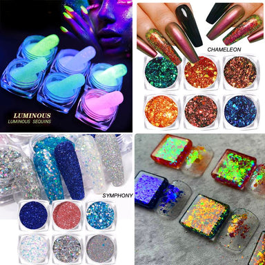 Nail Sequins,8 Boxes Nail Sequins Flakes Set with Chunky Sequins & Fine  Glitter Powder Mix,Manicure Nails Decorations Set for Nail